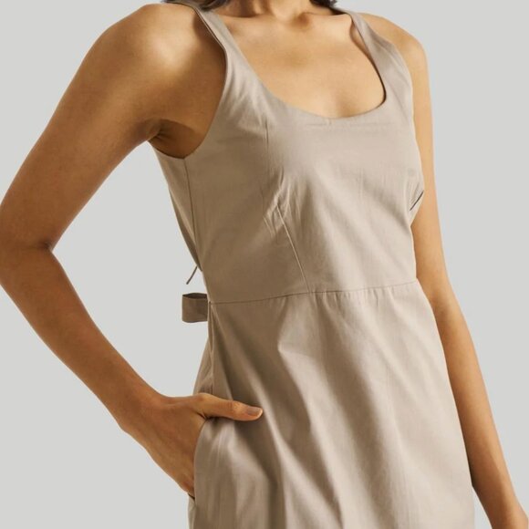 Reistor Fitted Knee Length Poplin Ecru Dress Small - Picture 3 of 8